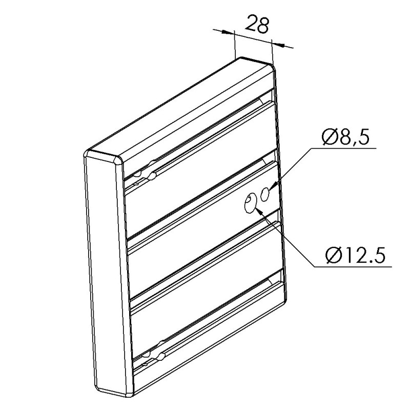 Platine fixation au sol profilé aluminium Rainure 8 mm 160x160 mm