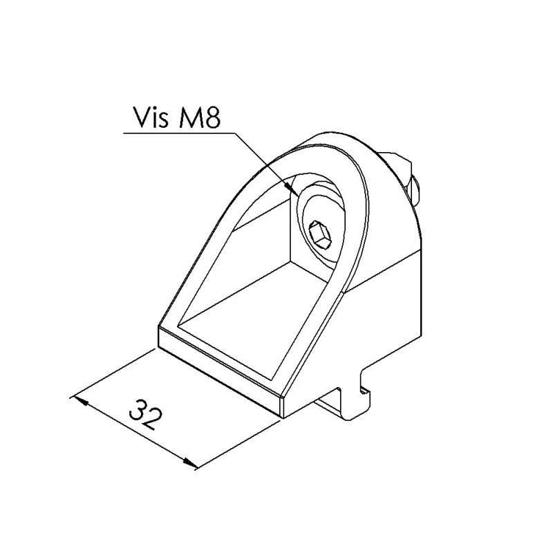 Equerre de bridage profilé aluminium Rainure 8 mm