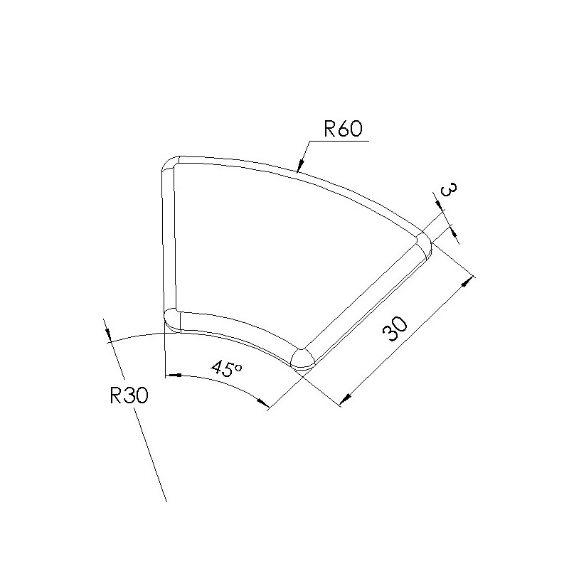 Embout profilé aluminium rainure 8 mm R30 60 45 elcom shop