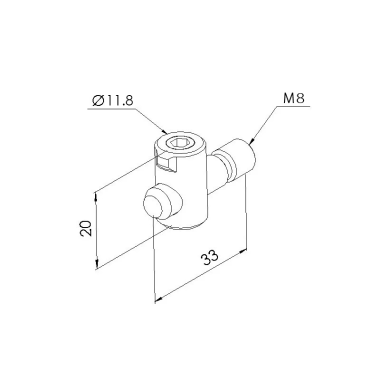 Schéma cotes - Fixation centrale double profilé aluminium – 8 40 - Elcom shop