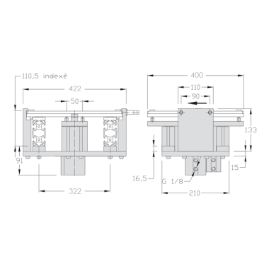 Cotes de l'Indexage - 400 mm - Festo - TLM2000 -  Système de transfert à palette