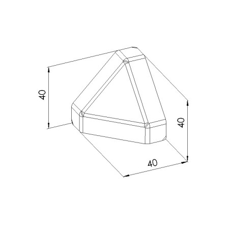 Schéma cotes - Cache raccord d’angle profilé aluminium – Rainure 8 mm – 40x40-45° – Noir - Elcom shop