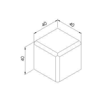 Schéma cotes - Cache raccord d’angle profilé aluminium – 8 mm – 40x40x40 mm – Noir - Elcom shop