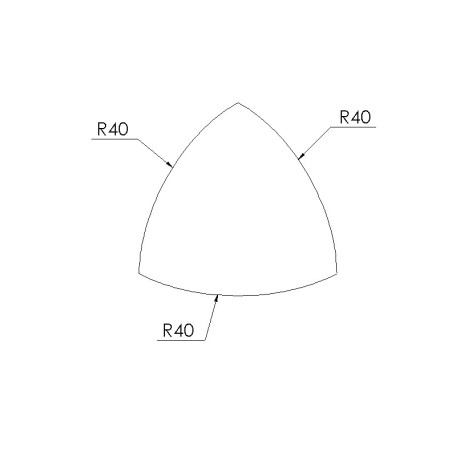 Schéma cotes - Cache raccord d’angle profilé aluminium – Rainure 8 mm – R40-90° - Noir - Elcom shop