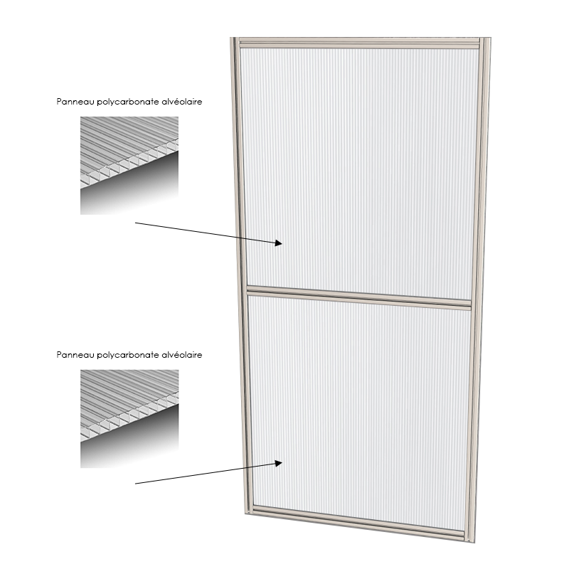 Cloison d'atelier modulaire - 1000x2000 mm - Profilé aluminium standard - Panneau plein Cloison d'atelier modulaire - 1000x2000 mm - Profilé aluminium standard - Panneau plein