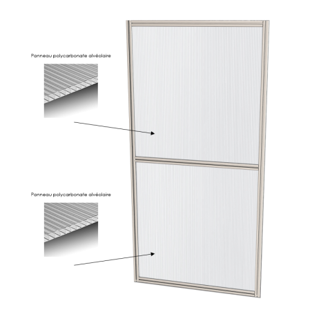 Cloison d'atelier modulaire - 1000x2000 mm - Profilé aluminium standard - Panneau plein