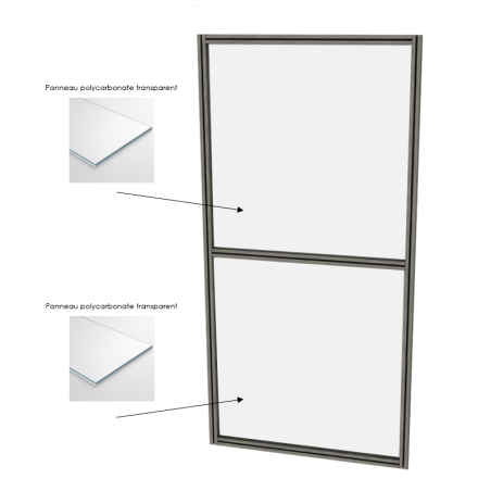 Cloison d'atelier modulaire - 1000x2000 mm - Profilé Composite - 2x Panneau transparent