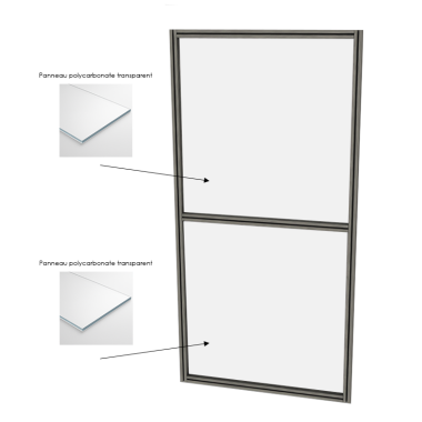 Cloison d'atelier modulaire - 1000x2000 mm - Profilé Composite - 2x Panneau transparent