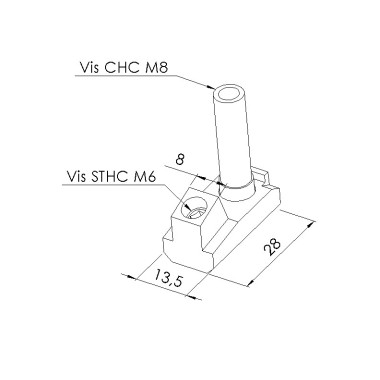 Schéma cotes - Connecteur standard profilé aluminium – 8 – 40 - Elcom shop