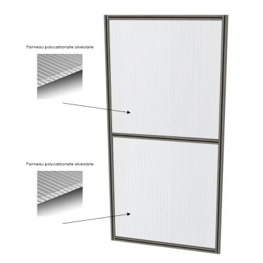 Cloison d'atelier modulaire - 1000x2000 mm - Profilé Composite - 2x Panneau plein