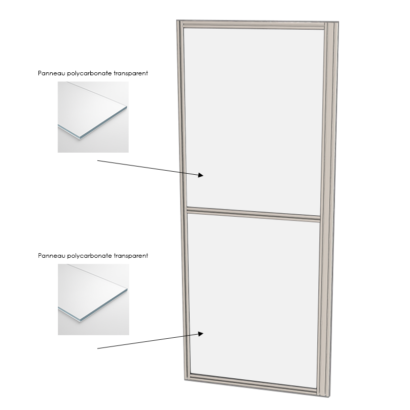 Cloison d'atelier modulaire - 1000x2400 mm - Profilé aluminium renforcé - 2x Panneau transparent
