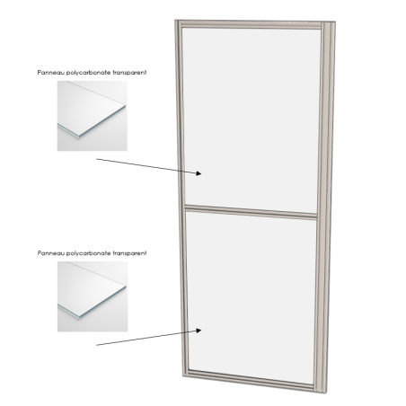 Cloison d'atelier modulaire - 1000x2400 mm - Profilé aluminium renforcé - 2x Panneau transparent