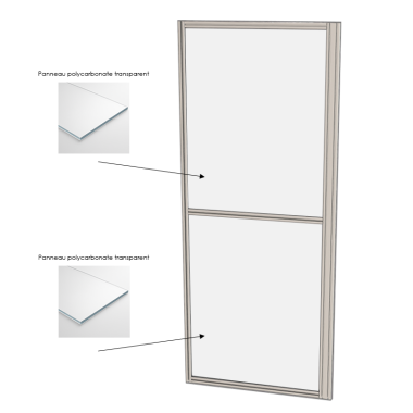 Cloison d'atelier modulaire - 1000x2400 mm - Profilé aluminium renforcé - 2x Panneau transparent