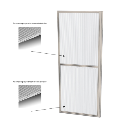 Cloison d'atelier modulaire - 1000x2400 mm - Profilé aluminium renforcé - 2x Panneau plein