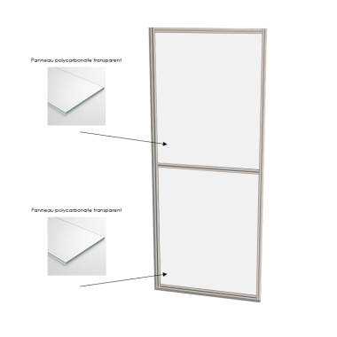 Cloison d'atelier modulaire - 1000x2400 mm - Profilé aluminium standard - 2x Panneau transparent