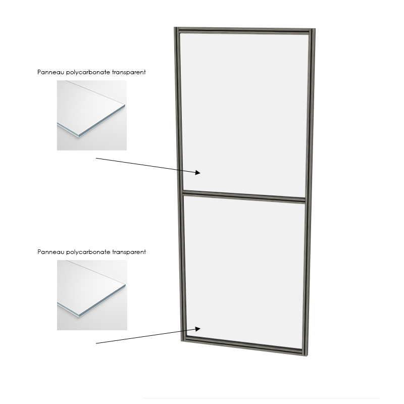Cloison d'atelier modulaire - 1000x2400 mm - Profilé Composite - 2x Panneau transparent Cloison d'atelier modulaire - 1000x2400 mm - Profilé Composite - 2x Panneau transparent