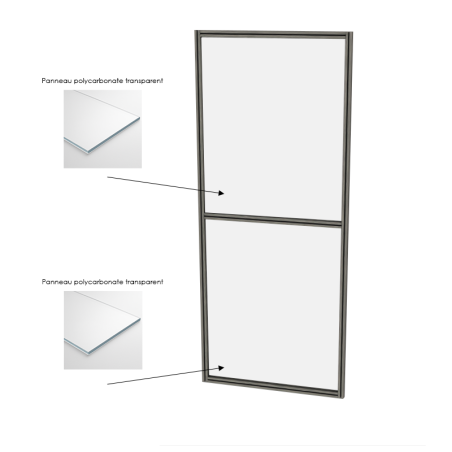 Cloison d'atelier modulaire - 1000x2400 mm - Profilé Composite - 2x Panneau transparent