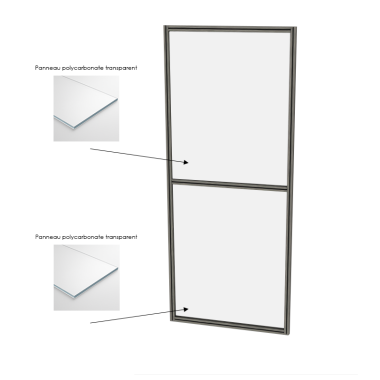 Cloison d'atelier modulaire - 1000x2400 mm - Profilé Composite - 2x Panneau transparent