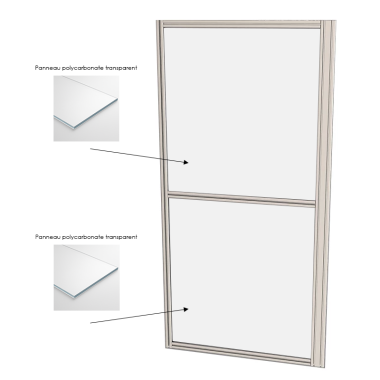 Cloison d'atelier modulaire - 1000x2000 mm - Profilé aluminium renforcé - 2x Panneau transparent