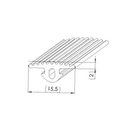 Schéma cotes - Profilé cache-rainure (Barre de 20 m) - Rainure 5 mm – Section 16x3 mm - Antidérapant - Elcom shop