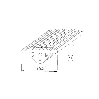 Schéma cotes - Profilé cache-rainure (Barre de 20 m) - Rainure 5 mm – Section 16x3 mm - Antidérapant - Elcom shop