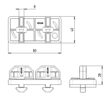 Côtes de la Bride de fixation - Double parallèle - KH - 8 80x40 mm - Ral 4010 - Compatible nucléaire
