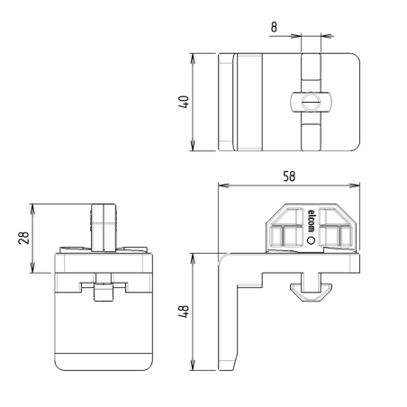Côtes de la Bride équerre - Fixation panneau - KH - 8 40x40 mm - Ep 10 mm - Ral 4010 - Compatible nucléaire