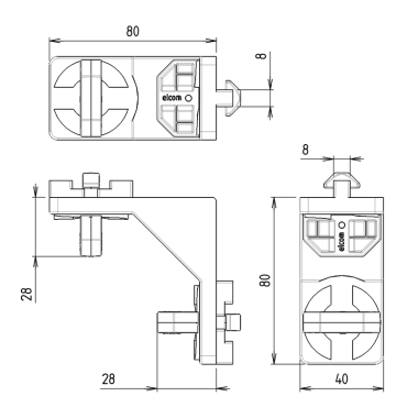 Côtes de l'Equerre universelle - KH - 8 80x80x40 mm - Ral 4010 - Compatible nucléaire