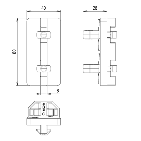 Côtes de la Bride de fixation - Axiale - KH - 8 80x40 mm - Ral4010 - Compatible nucléaire