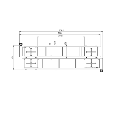 Cotes de l'Hippodrome système de transfert à palette - TRM - Longueur 5000 mm - Compatible Palette 600x600 mm