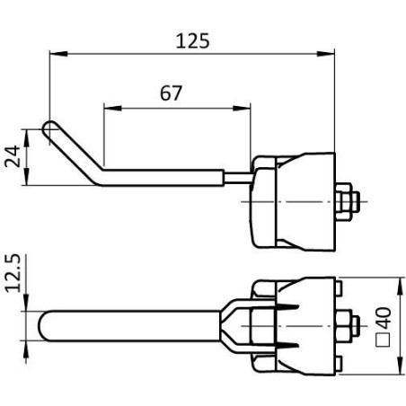 Schéma cotes - Crochet porte-outil fin 80x20 - profiles 40 / 45 - rainure 8 / 10 - gris