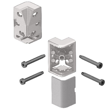 Schéma cotes - Kit raccord d’angle cube – 8 mm – 40x20 mm – 2D - Economique - Gris