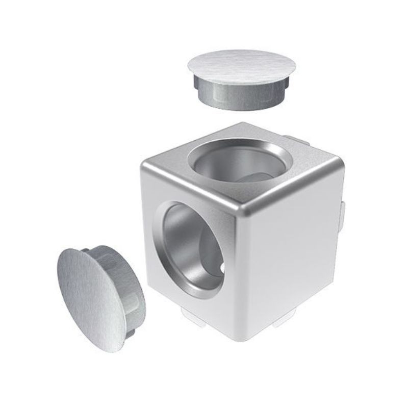 Raccord d’angle cube profilé aluminium – 5 mm – 20 mm – 2D - Argent - Elcom shop