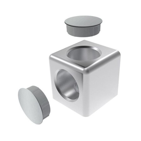 Raccord d’angle cube – 8 mm – 40 mm – 2D - Gris - Elcom shop