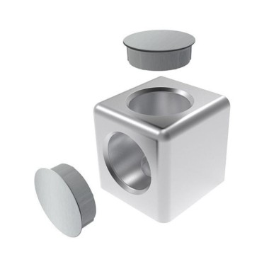 Raccord d’angle cube – 8 mm – 40 mm – 2D - Gris - Elcom shop