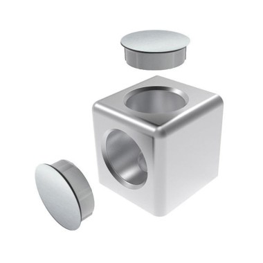 Raccord d’angle cube profilé aluminium (Boîte de 10 unités) – 10 mm – 40 mm – 2D - Argent