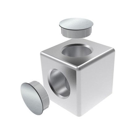 Raccord d’angle cube profilé aluminium (Boîte de 10 unités) – 10 mm – 45 mm – 2D - Argent