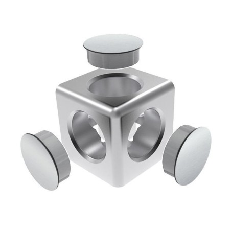 Raccord d’angle cube profilé aluminium (Boîte de 10 unités) – 10 mm – 40 mm – 3D - Argent