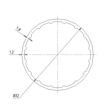 Schéma cotes - Tube profilé aluminium - D32 - Al - Elcom Shop