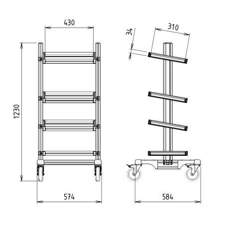 Cotes du Pupitre Atelier Mobile - 1230x555 mm - Livré Monté