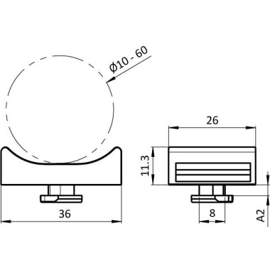 Bloc support collier profilé (Boîte de 10 unités) – Rainure 8 mm - Scratch - vue côté