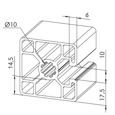 Profilé aluminium – Rainure 10 mm – 45x45 mm - 3N - Léger