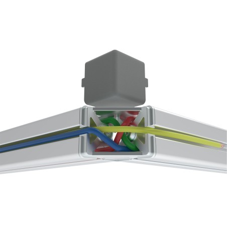 Kit raccord d’angle cube  – Rainure 8 mm – 40x40x40 mm – passe-câbles – Gris – Elcom Shop