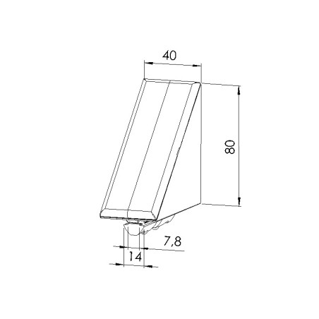 Schéma cotes - Kit équerre profilé aluminium – Rainure 8 mm – Section 80x80x40 mm - Elcom shop