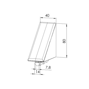 Schéma cotes - Kit équerre profilé aluminium – Rainure 8 mm – Section 80x80x40 mm - Elcom shop