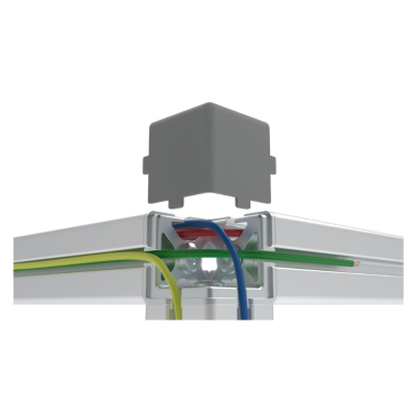 Kit raccord d’angle cube 3D  – Rainure 8 mm – 40x40x40 mm – passe-câbles – Gris – Elcom Shop