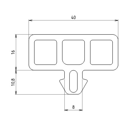 Schéma cotes - Profilé d’encadrement (Coupe max 2 m) - 8 mm – 40x40 mm - Economique - Elcom shop
