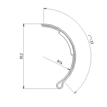 Schéma cotes - Profilé aluminium porte étiquette D30 - Diamètre 30 mm (Barre de 2 m) - Elcom shop