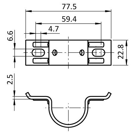 Schémas cotes - Support de fixation – profilé aluminium rond – D30 – Diamètre 30 mm – Elcom shop
