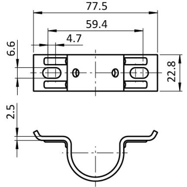 Schémas cotes - Support de fixation – profilé aluminium rond – D30 – Diamètre 30 mm – Elcom shop
